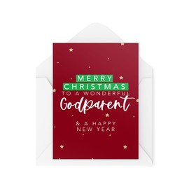 Tongue in Peach CBH1437 Weihnachtskarten für Paten, Merry Christmas to a Wonderful Godparent