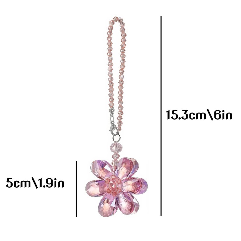 Pink Crystal Flower Car Charm for Women - Feng Shui