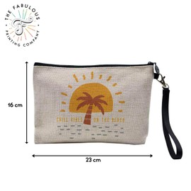 Chill Vibes on The Beach Beach Sea Urlaub Kosmetiktasche aus Leinen in Leinenoptik – Geldbörse – 15 x 10 cm, leinen, 23.5 x 15 cm, Kosmetiktasche