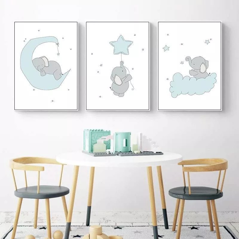 DaraBaby Kit De 3 Lienzos Decorativos Habitación De Bebés Y
