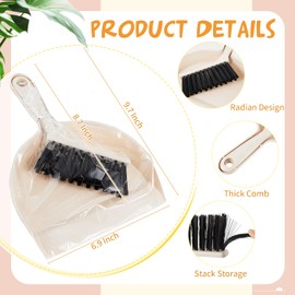 Sliner 18 Pack Mini Dustpan and Brush Set Plastic Dust Pans with Brush Small Broom and Dustpan Set Mini Broom Dust Pan for Home Office Kitchen Table Desktop Floor Cleaning Supplies (Blue, Pink,Beige)