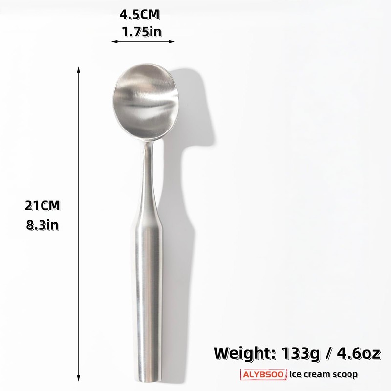 Stainless Steel Ice Cream Scoop, Ergonomic Comfort Handle, Dishwasher Safe,