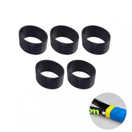 Jinshining 5Pcs Black Tennis Racket Handle Rubber Ring Stretchy Tennis Racquet Band Overgrips, Tennis Racket Grips,Racquet Accessories