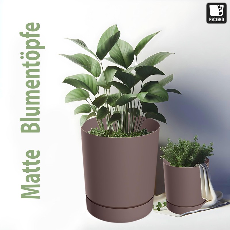 PECZEKO Matte Flower Pot, Plastic Planter, Decorative Pot for Large