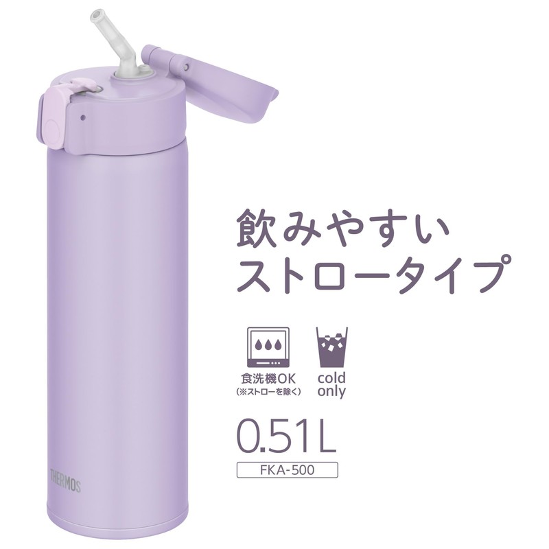 Thermos FKA-500 LV Vacuum Insulated Straw Bottle, 18.1 fl oz