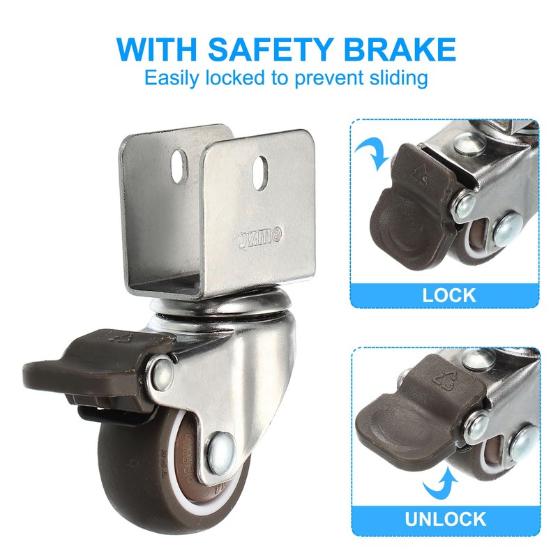 PATIKIL 1.5" Swivel Caster Wheels with 7/9" U Bracket, 4