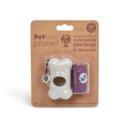 Petface Planet Poo Bag Dispenser with 20 Compostable Poo Bags, 6 x 3.5 x 3.5 centimetres