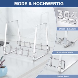 WAYASI Tellerständer, Tellerhalter Ständer, Abtropfgestell-Geschirr Edelstahl, Küche Schrank Schublade Teller Organizer, Geschirrständer, Tellerregal Pfannen Topfdeckel Schneidebrett Aufbewahrung