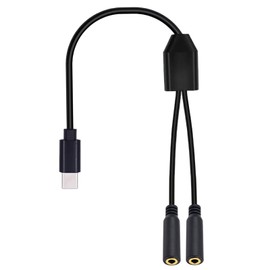 Poyiccot USB C to 3.5mm Audio Adapter, 1 to 2 Ways USB Type C to 3.5mm TRS Female Headphone Jack Adapter Y Splitter Stereo Cable Compatible with Headphone, Galaxy, MacBook, 30cm/1ft