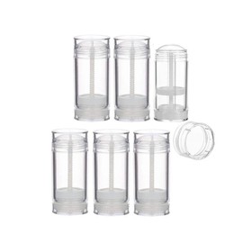 Paquete de 6 recipientes de desodorante redondos de 15 ml para bálsamo labial, tubos vacíos recargables de plástico para desodorante DIY (transparente)