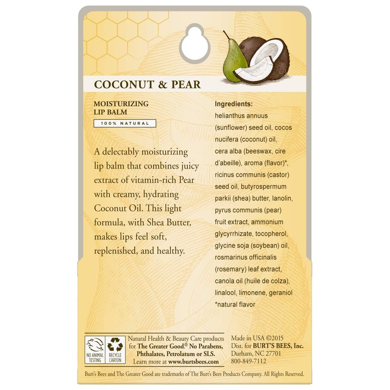 Burt's Bees Lip Balm - Coconut and Pear, Lip Moisturizer