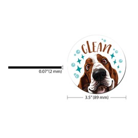 WIRESTER 3.5 inch Dishwasher Clean Dirty Flip Sign Double-Sided Decoration for Kitchen Dishwasher Washing Machine, Basset Hound Dog