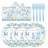 75PCS Greenery Baby Shower Plates and Napkins Decorations Party Favors,
