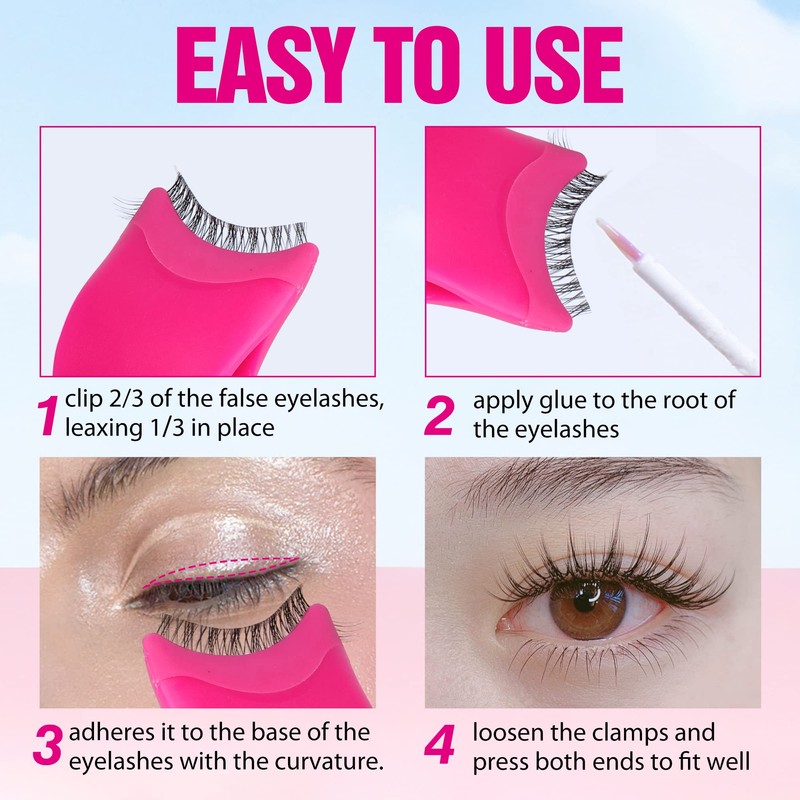 False Eyelashes Applicator Tool Lashes Clip for Beginners Easy to