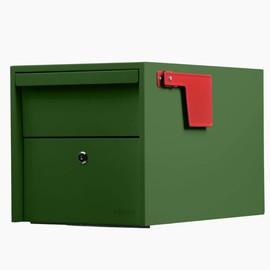 Post Mount Mailbox | Small (Green). Size 12 x 12 x 18.5 (HxWxD) Anti-Theft Locking Mailbox with 2 Keys, Modern Mailbox with Flag, Weatherproof Mailboxes for Outside