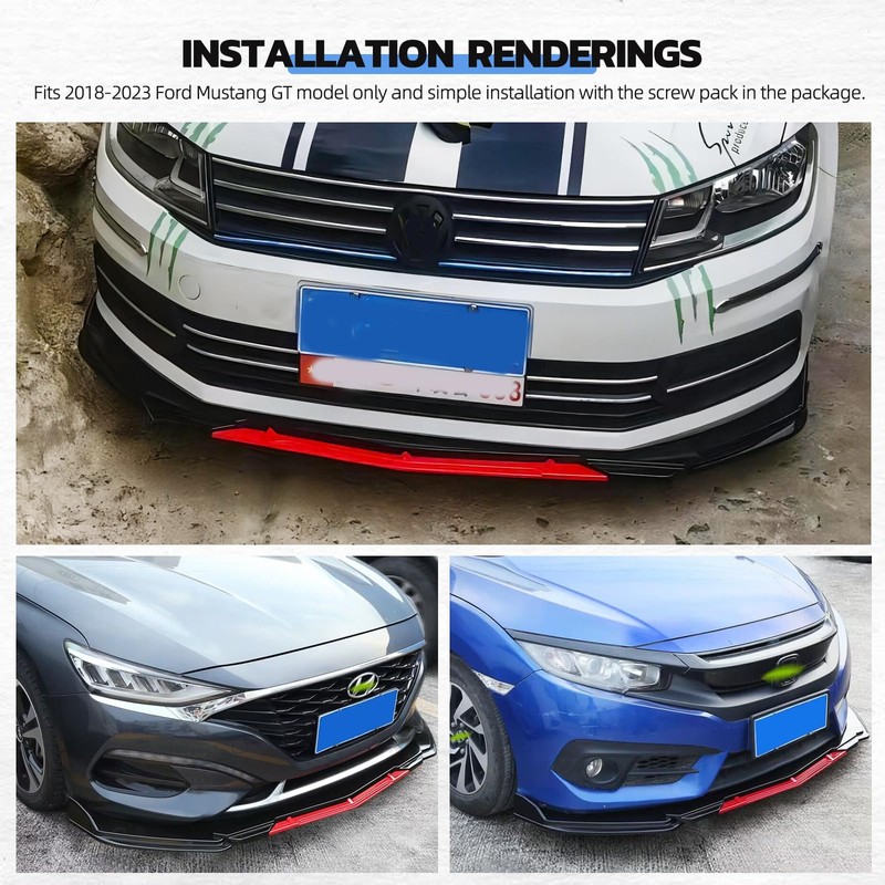 goodfitment Universal Front Lip for Car,Glossy Black Front Bumper Lip,