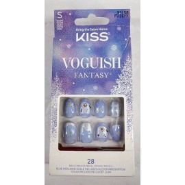 Kiss Voguish 28 Fantasy Gel Nails Glue Included Snowman Winter Snow Short Length