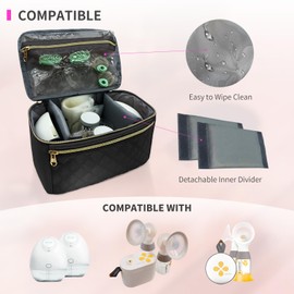 Wearable Breast Pump Bag for Elvie and Medela Pumps - Compact, Travel-Friendly Pump carrying case with Waterproof Mat - Ideal for Working Moms (Black)