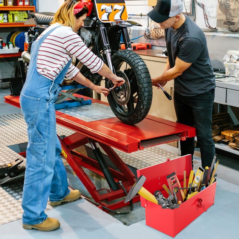 JMIATRY Red Tool Box 15 Inch Small Metal Tools Box