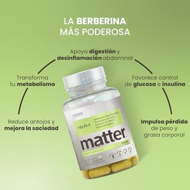 Matter YIELPI-1, Suplemento Berberina GlucoVantage®, Mora Blanca, Picolinato de Cromo y Pimienta Negra, Supresor de apetito, Estimula la producción na