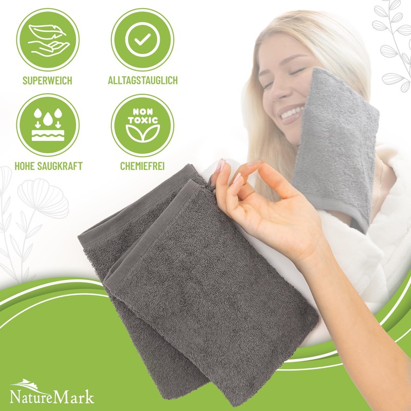 NatureMark Terry Cloth Wash Mitts, Pack of 10, Wash Cloth,