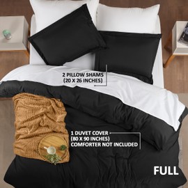 Utopia Bedding Duvet Cover Full Size - 1 Duvet Cover with 2 Pillow Shams - 3 Pieces Bedding Duvet Cover with Zipper Closure - Soft Brushed Microfiber, 80 X 90 Inches (Full, Black)
