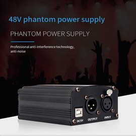 Aribrnten 1-Channel 48V Phantom Power Supply with XLR 3 Pin Microphone Cable for Music Recording Equipment