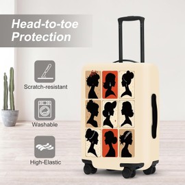 Stylish Silhouette Portrait Suitcase Cover, Artistic Travel Accessories for Bags, Elastic Edge with Double Stitching, Luxury Luggage Gifts for Her