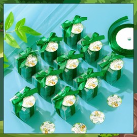 MTLEE 24 Sets Jungle Animal Baby Shower Favors Small Bubble Candle Baby Shower Favors for Guests Tea Candles Bulk with Stylish Ribbons Cards Gifts Party Decoration(Dark Green,Jungle)