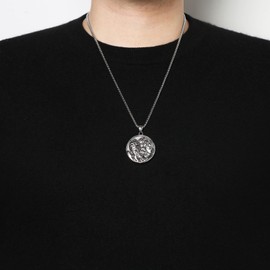 HZMAN Tibetan Round Pendant Necklace for Men Women Stainless Steel Tibetan Goddess Zakiram Luck Talisman Necklace Jewelry Gift