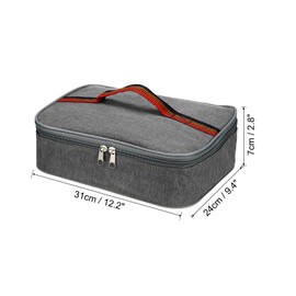 PATIKIL 12"x9"x3" Insulated Lunch Bag Portable Food Container Bag Flat Bento Bag Reusable Insulated Lunch Pail for Men and Women Grey