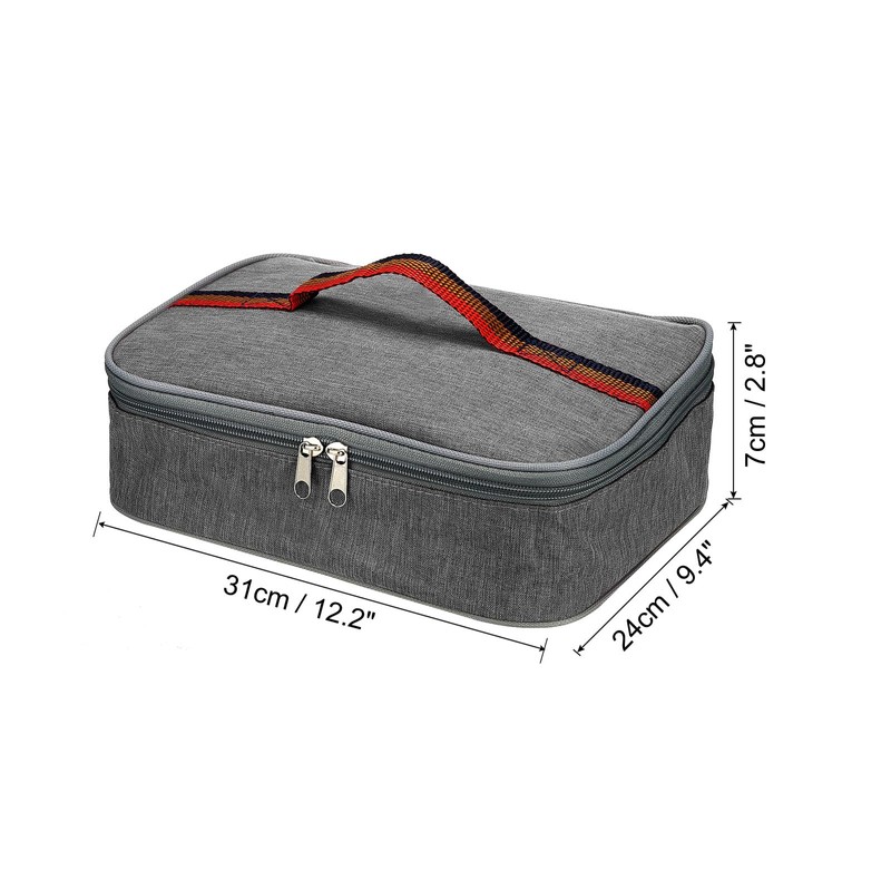 PATIKIL 12"x9"x3" Insulated Lunch Bag Portable Food Container Bag Flat