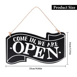 Open Closed Sign 14 x 25 cm Decorative Wooden Sign Hanging Wooden Sign Open Door Close Double Sided Sign Come In We Are Open Come Again We Are Closed for Restaurant Coffee Shop Black