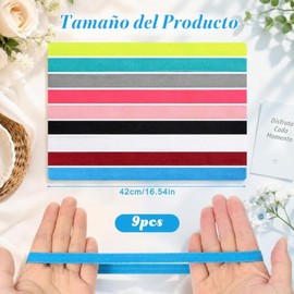 Paquete de 9 diademas delgadas para mujer, coloridas bandas elásticas para el cabello, diademas deportivas elásticas para niñas, mujeres y hombres par