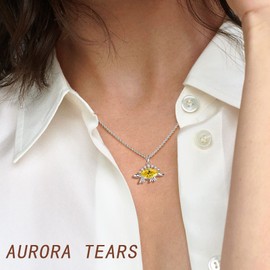 Aurora Tears Dinosaur Cute Stegosaurus Necklaces 925 Sterling Silver Tyrannosaurus Pendant Animal Lover Necklace for Girls Boys Women Girlfriend Daughter Birthday Gifts DP0317N