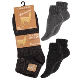 Cotton Prime Alpaca socks, wool socks, winter socks for men and women, 2 pairs - warm house socks, cuddly socks, 2 pairs of anthracite/grey (with envelope)