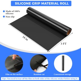 Drydiet Non Slip Material Roll 16 Inch x 3 Ft Non Slip Silicone Grip Material Roll Cut to Size Anti Slip Mat for Baking Counter Drawer Table Eating Aids (Black)
