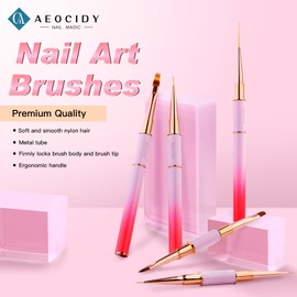 Nail Art Brushes, Pack of 5, Professional Nail Brush, Double End, Nail Art Brush Kit, Brush for Nail Design, Drawing Tools, Blue