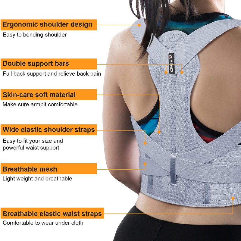 Aollop Posture Corrector Men Women - Back Brace with Breathable