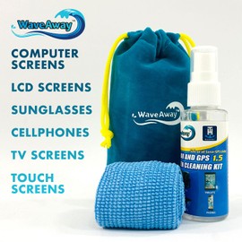 T-H Marine Wave Away Sonar & GPS Screen Cleaner Kit – Ammonia-Free LCD Screen Cleaner with Microfiber Cloth – Drip-Resistant, Streak-Free Solution for Electronics & Sunglasses – 1.5oz