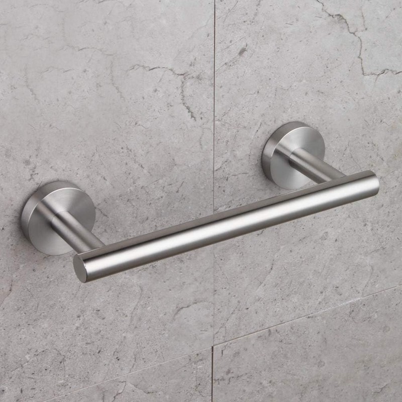 GERZ 9-Inch Small Kitchen Towel Bar Brushed Stainless Steel Cabinet