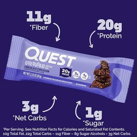 Quest Nutrition Overload Protein Bars, Chocolate Explosion, 20g Protein, 1g Sugar, 3g Net Carbs, Gluten Free, 12 Count