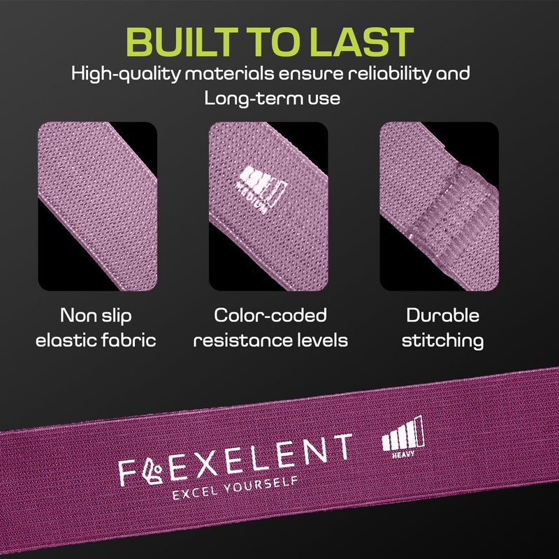Flexelent 5 Intensity Level Fabric Resistance Bands for Working Out