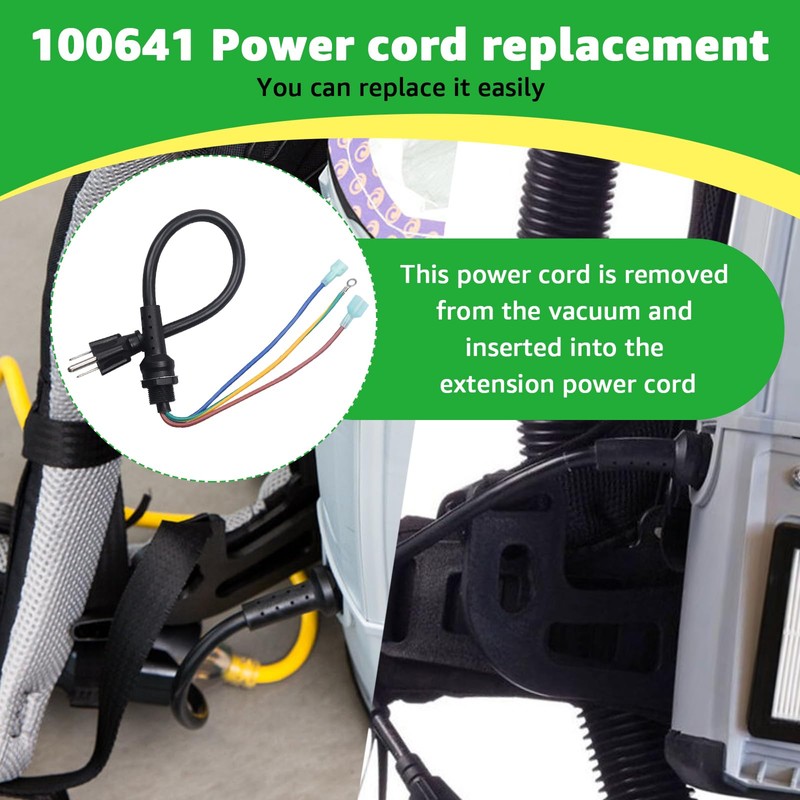 Lusperi 100641 Power Cord Compatible with ProTeam Backpack Vacuum,Replacement for