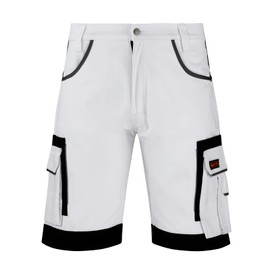 WrightFits Olympain Work Shorts Men – Triple Stitched Decorators Painter Shorts – Combat Mens Cargo Shorts Heavy Duty Workwear – Multi Pockets & Durable (30) White