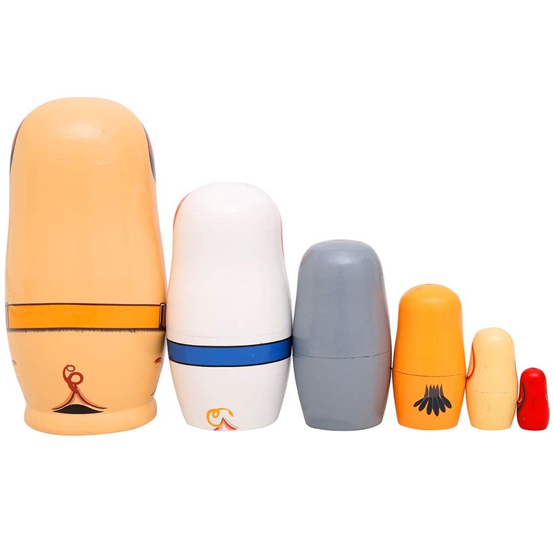 Moonmo 6pcs Handmade Wooden Russian Nesting Dolls Russian Nesting Dolls