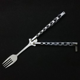 P.S Butterfly Fork and Spoon Set for Hunting, Camping and Hiking Purposes. (Silver)
