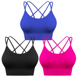 Sykooria Longline Sports Bra for Women Criss Cross Back Padded Bra Workout Crop Tops