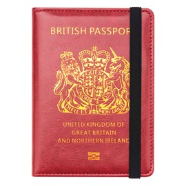 FACATH Passport Holder Cover Travel Wallet Organiser, Passport Case with RFID Blocking, PU Leather Travel Document Holder for Passport, Business Cards, Credit Cards, Boarding Passes (Deep Red)