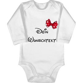 Geschenk mit Namen personalisiert by Shirtracer - Baby Bodysuit Long Sleeve Girl Boy - Design Yourself Print - Choice of Text Bow, 1 White